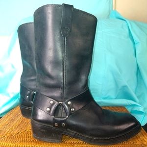 Oil Resistant Motorcycle Biker Boots black leather mens 10 moto greaser